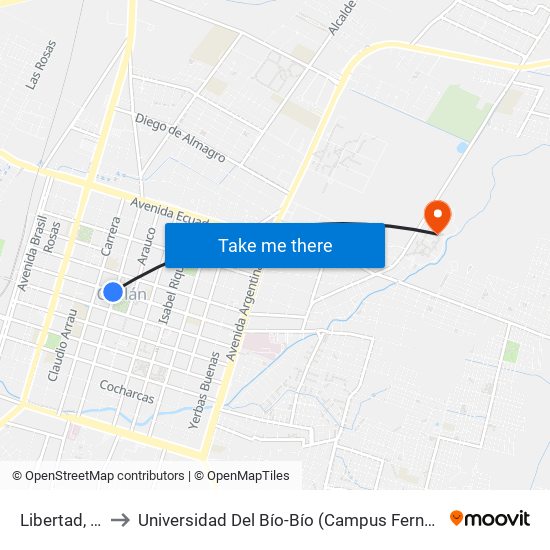 Libertad, 498 to Universidad Del Bío-Bío (Campus Fernando May) map