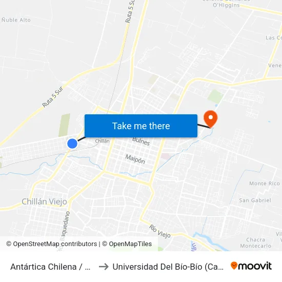 Antártica Chilena / Ruiz De Gamboa to Universidad Del Bío-Bío (Campus Fernando May) map