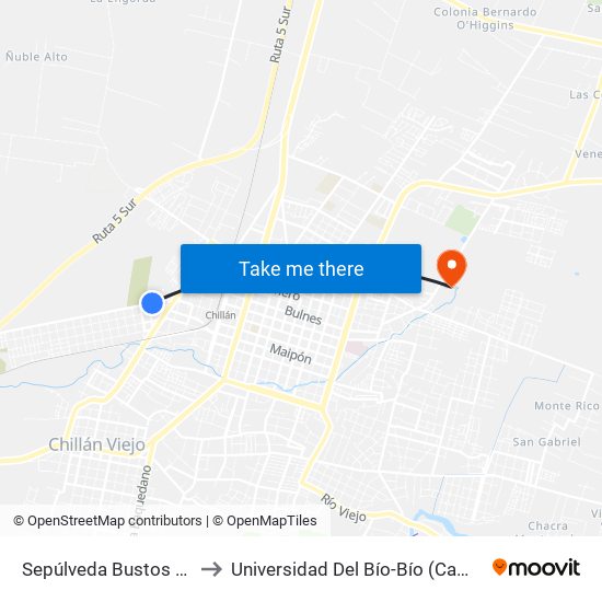 Sepúlveda Bustos / Prol Uruguay to Universidad Del Bío-Bío (Campus Fernando May) map