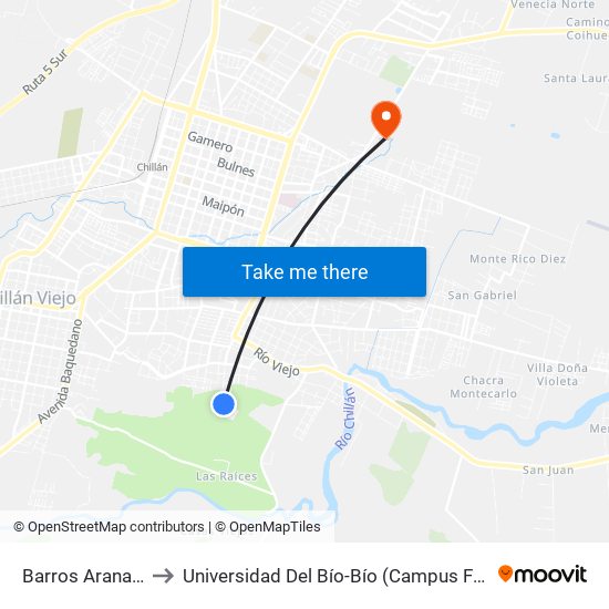 Barros Arana, 1261 to Universidad Del Bío-Bío (Campus Fernando May) map