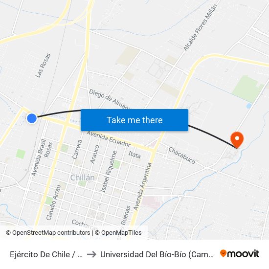 Ejército De Chile / Pto Principe to Universidad Del Bío-Bío (Campus Fernando May) map