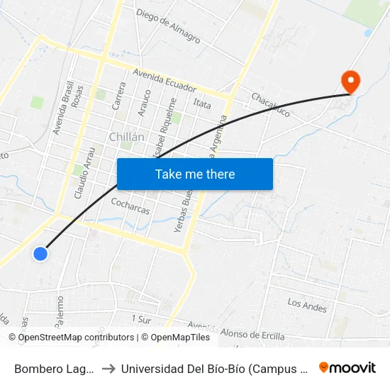 Bombero Lagos, 417 to Universidad Del Bío-Bío (Campus Fernando May) map