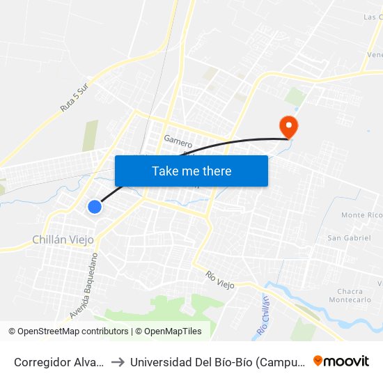 Corregidor Alvarado, 703 to Universidad Del Bío-Bío (Campus Fernando May) map