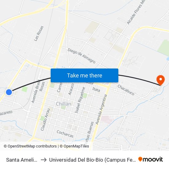 Santa Amelia, 295 to Universidad Del Bío-Bío (Campus Fernando May) map