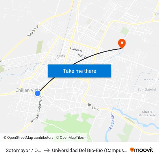 Sotomayor / O´Higgins to Universidad Del Bío-Bío (Campus Fernando May) map