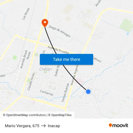 Mario Vergara, 675 to Inacap map