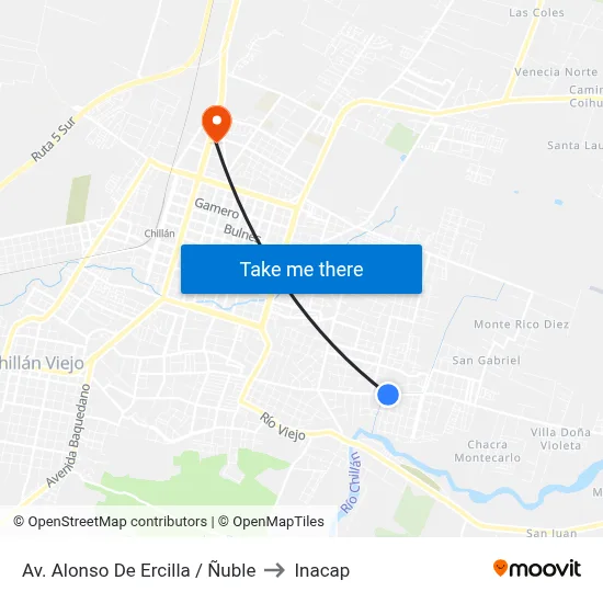 Av. Alonso De Ercilla / Ñuble to Inacap map