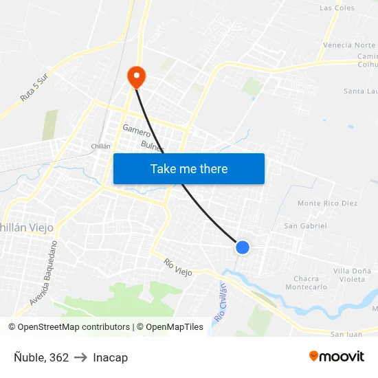 Ñuble, 362 to Inacap map
