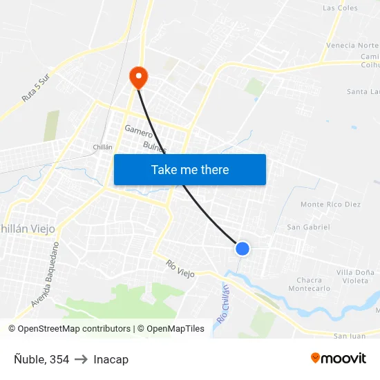 Ñuble, 354 to Inacap map