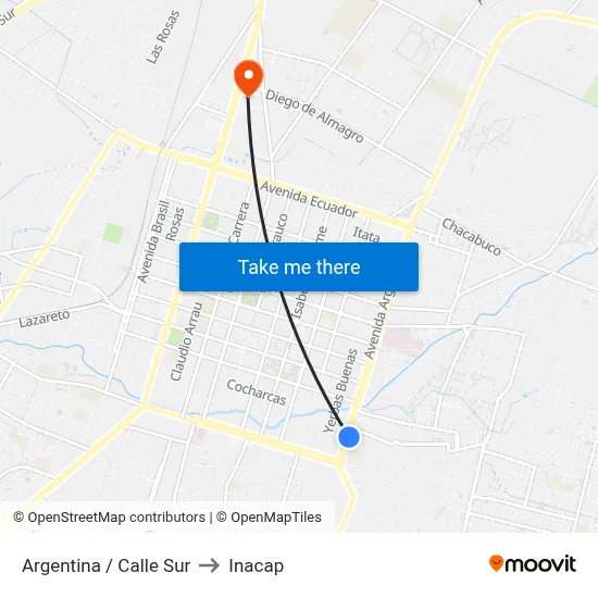 Argentina / Calle Sur to Inacap map