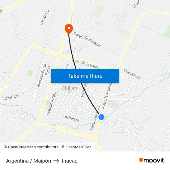 Argentina / Maipón to Inacap map