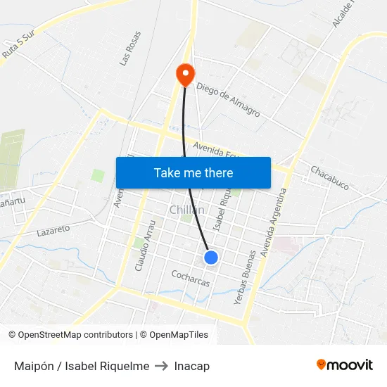 Maipón / Isabel Riquelme to Inacap map