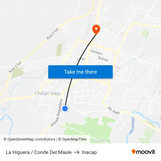 La Higuera / Conde Del Maule to Inacap map