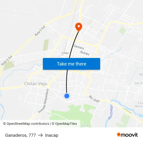 Ganaderos, 777 to Inacap map