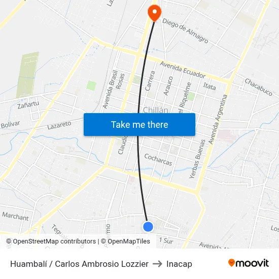 Huambalí / Carlos Ambrosio Lozzier to Inacap map