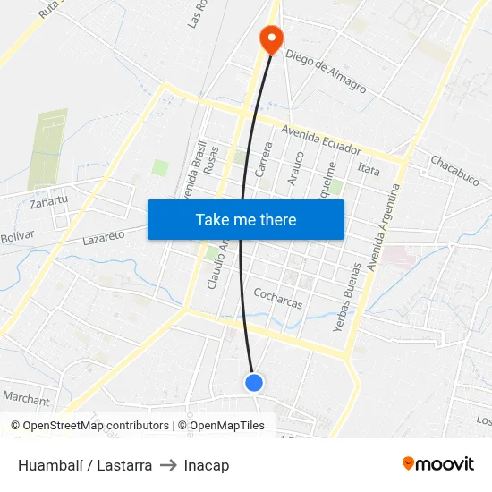 Huambalí / Lastarra to Inacap map