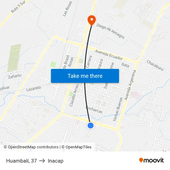 Huambalí, 37 to Inacap map