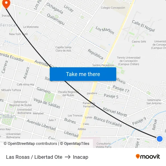 Las Rosas / Libertad Ote to Inacap map