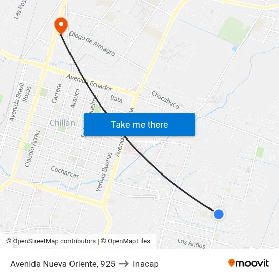 Avenida Nueva Oriente, 925 to Inacap map