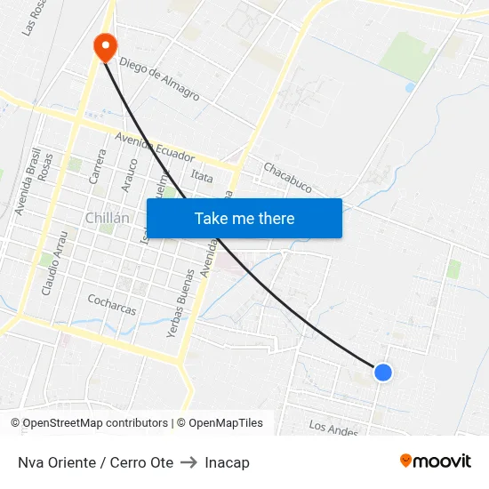 Nva Oriente / Cerro Ote to Inacap map