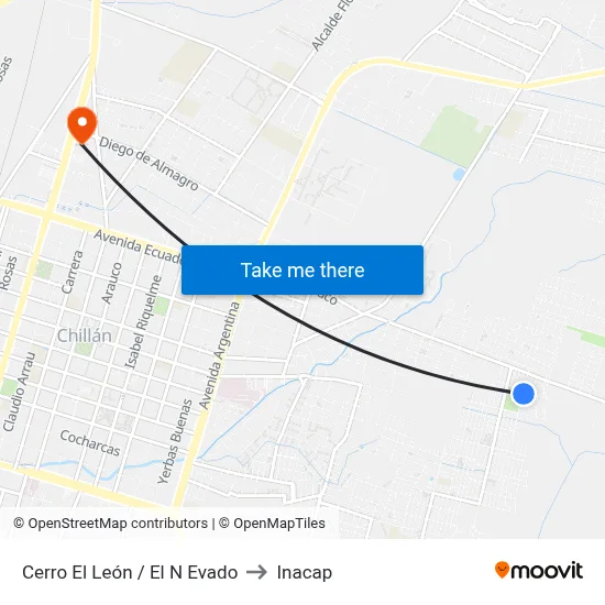 Cerro El León / El N Evado to Inacap map