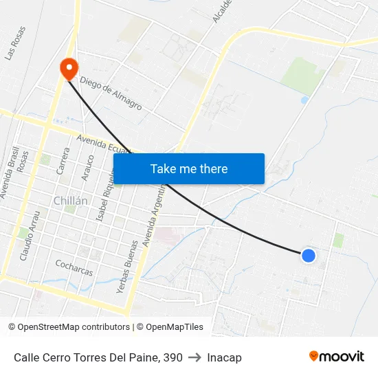 Calle Cerro Torres Del Paine, 390 to Inacap map