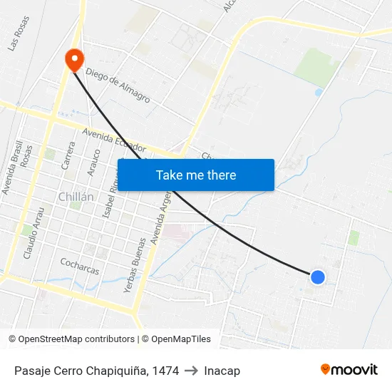 Pasaje Cerro Chapiquiña, 1474 to Inacap map