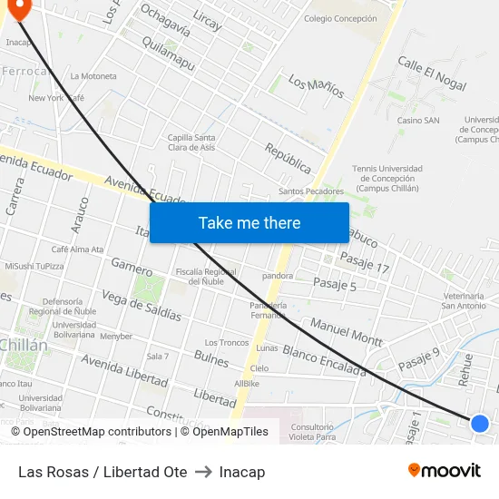 Las Rosas / Libertad Ote to Inacap map
