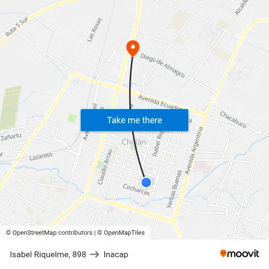 Isabel Riquelme, 898 to Inacap map