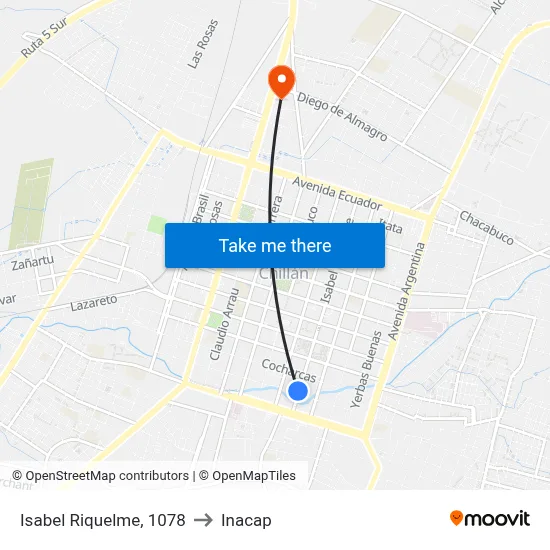Isabel Riquelme, 1078 to Inacap map