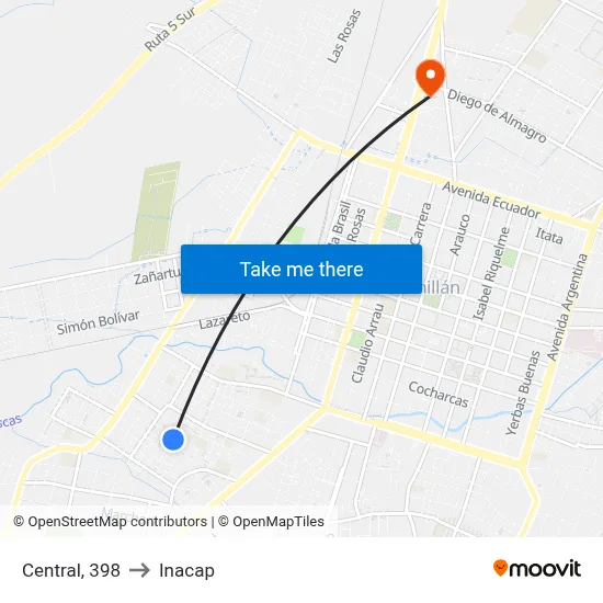 Central, 398 to Inacap map
