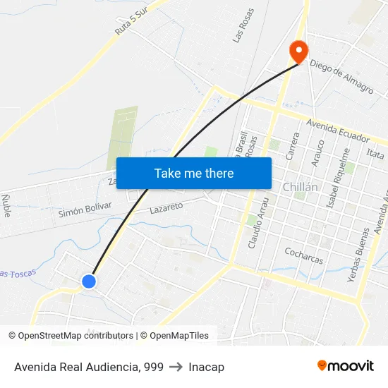 Avenida Real Audiencia, 999 to Inacap map