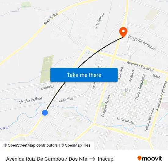 Avenida Ruiz De Gamboa / Dos Nte to Inacap map
