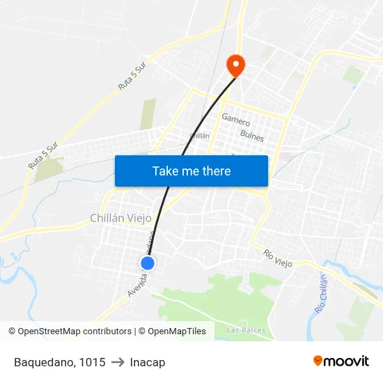 Baquedano, 1015 to Inacap map