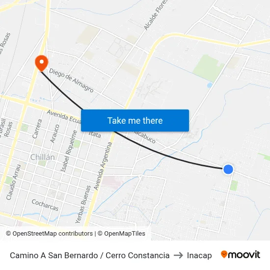 Camino A San Bernardo / Cerro Constancia to Inacap map