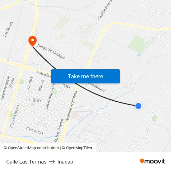 Calle Las Termas to Inacap map