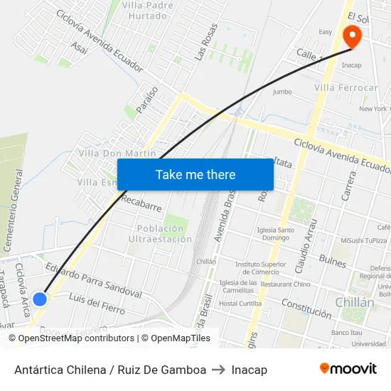 Antártica Chilena / Ruiz De Gamboa to Inacap map