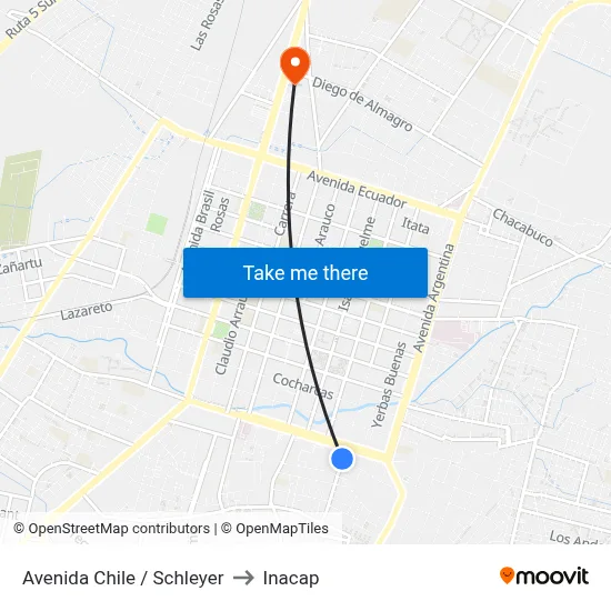 Avenida Chile / Schleyer to Inacap map