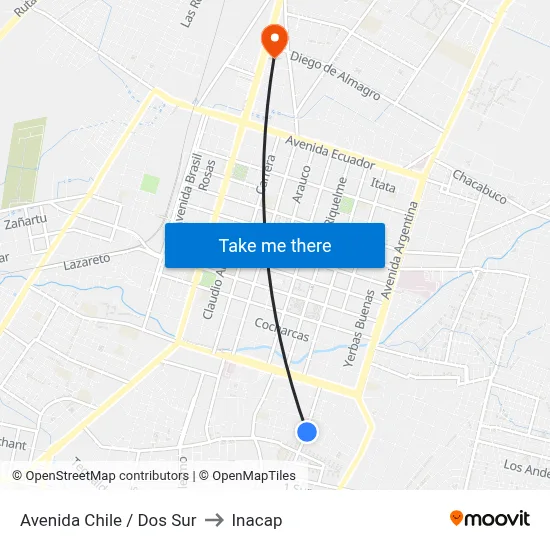 Avenida Chile / Dos Sur to Inacap map