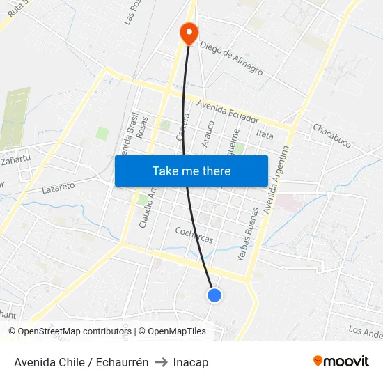 Avenida Chile / Echaurrén to Inacap map