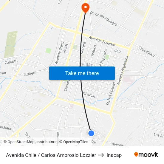 Avenida Chile / Carlos Ambrosio Lozzier to Inacap map