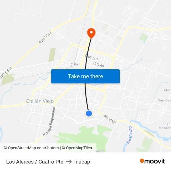 Los Alerces / Cuatro Pte to Inacap map