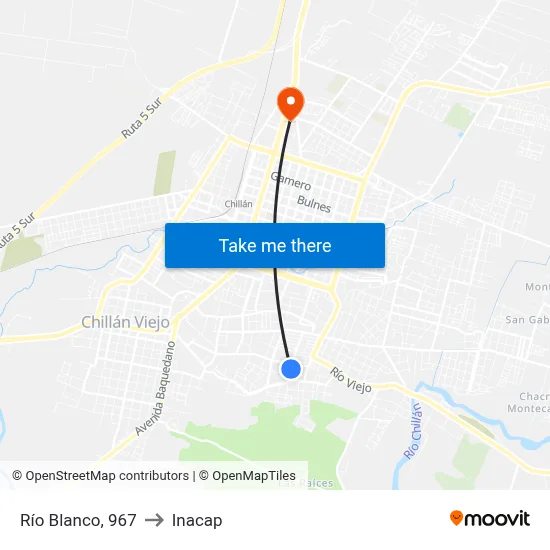 Río Blanco, 967 to Inacap map