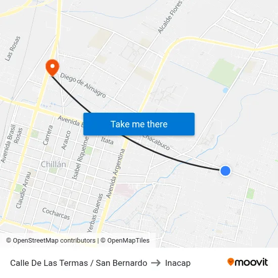 Calle De Las Termas / San Bernardo to Inacap map