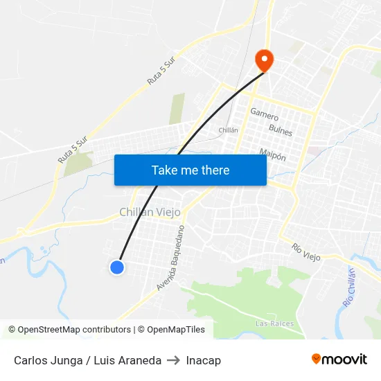 Carlos Junga / Luis Araneda to Inacap map