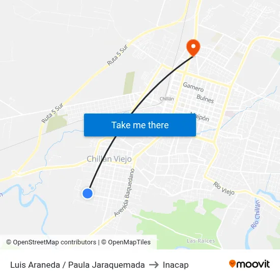 Luis Araneda / Paula Jaraquemada to Inacap map