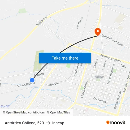 Antártica Chilena, 520 to Inacap map