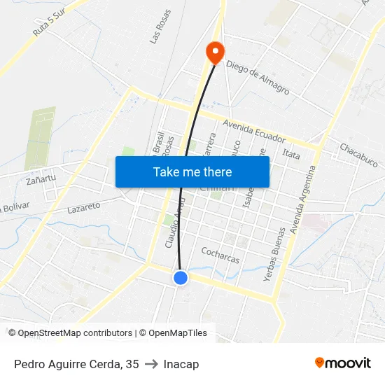 Pedro Aguirre Cerda, 35 to Inacap map