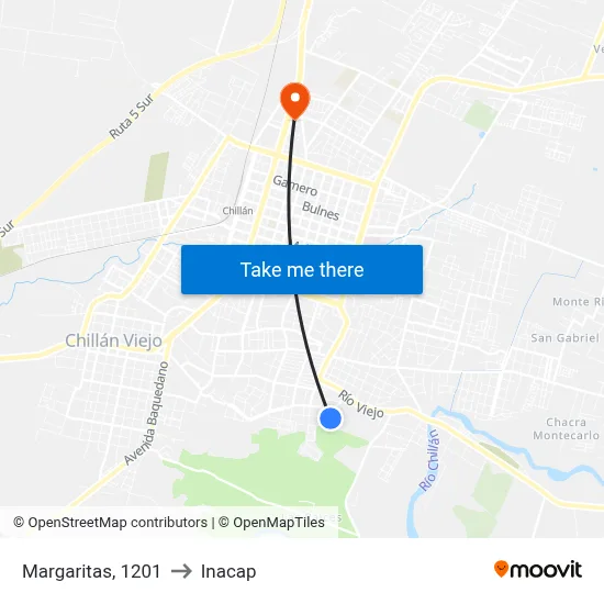 Margaritas, 1201 to Inacap map