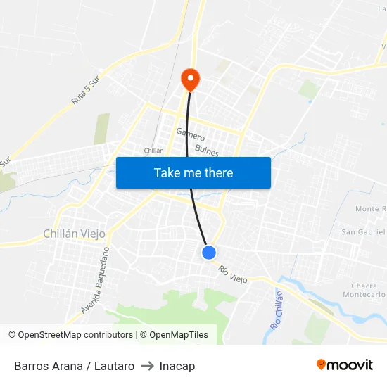 Barros Arana / Lautaro to Inacap map